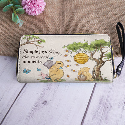  Leather Clutch Purse With Wristlet Strap Handle Sweet Moments