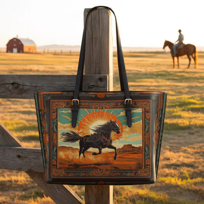  Desert Storm Horse Leather Tote Bag