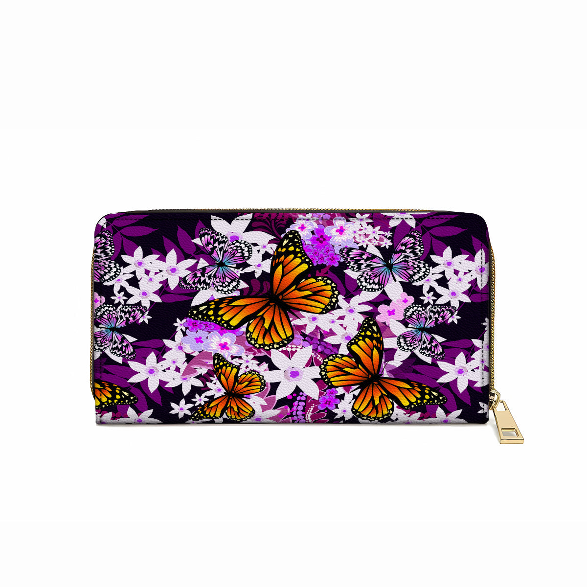 Leather Clutch Purse With Wristlet Strap Handle Monarch And Milkweed