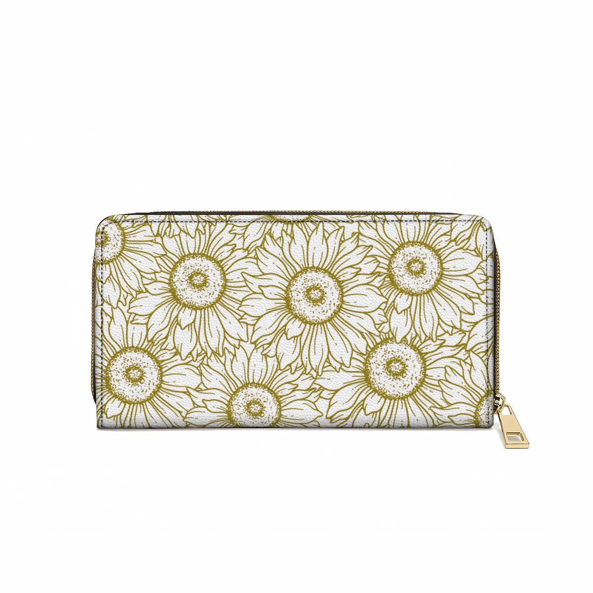  Leather Clutch Purse With Wristlet Strap Handle Golden Sunflower Grace
