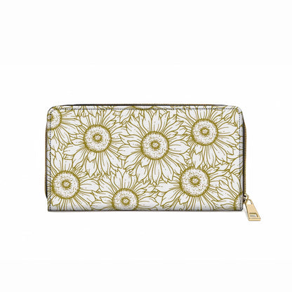  Leather Clutch Purse With Wristlet Strap Handle Golden Sunflower Grace