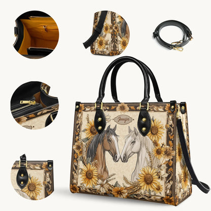  Personalized Golden Horse Harmony Leather Bag