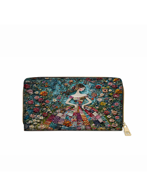  Leather Clutch Purse With Wristlet Strap Handle Floral Fantasy