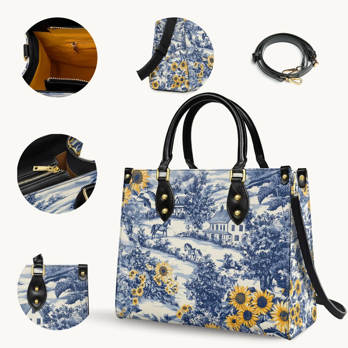  Toile Sunflower Prairie Leather Bag