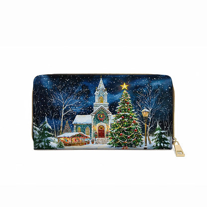  Leather Clutch Purse With Wristlet Strap Handle Christmas Church Serenity