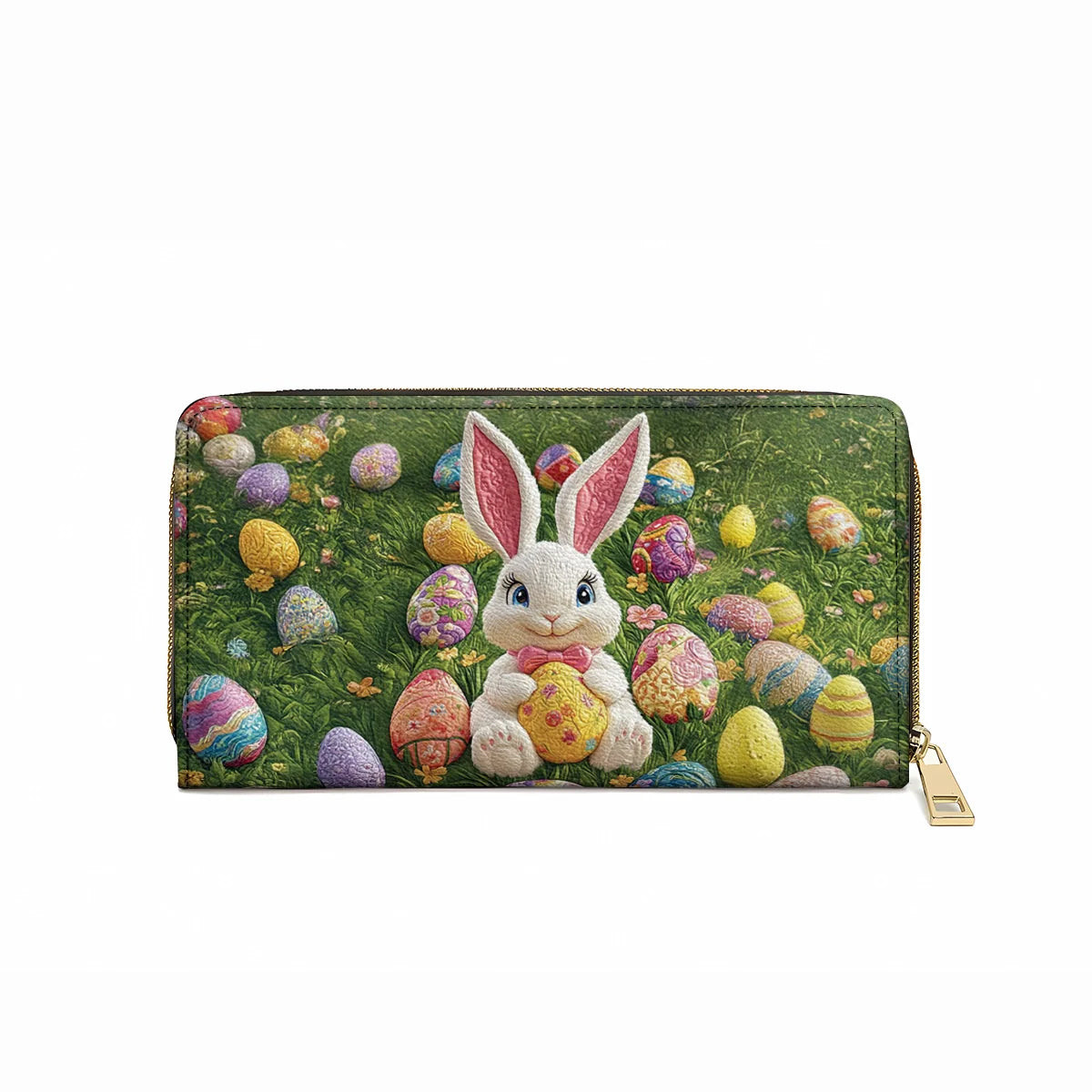  Leather Clutch Purse With Wristlet Strap Handle Easter Bunny