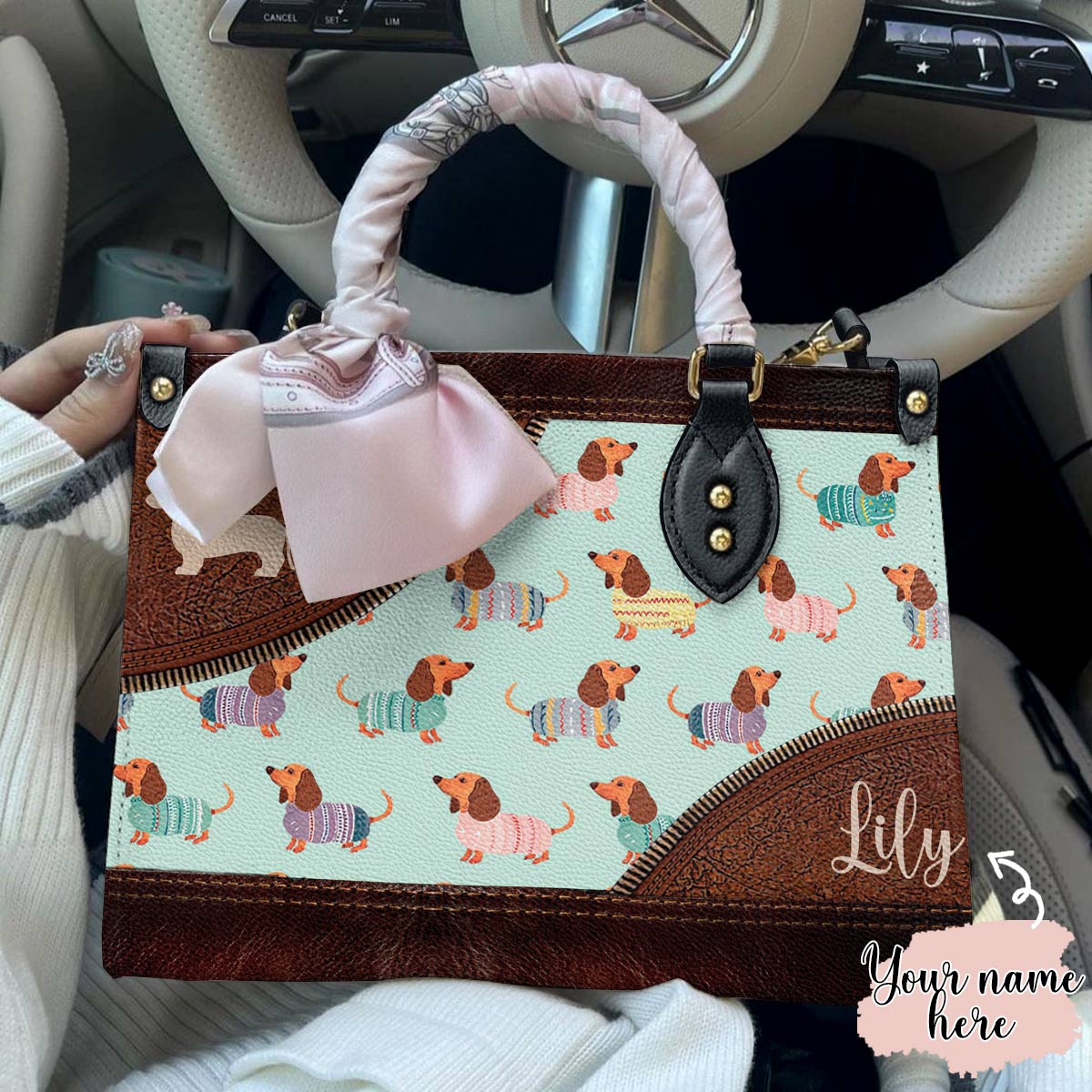  Leather Bag Dog Personalized Leather Bag Dachshund Mom