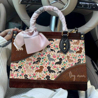  Leather Bag Dog Leather Bag Floral Dachshunds