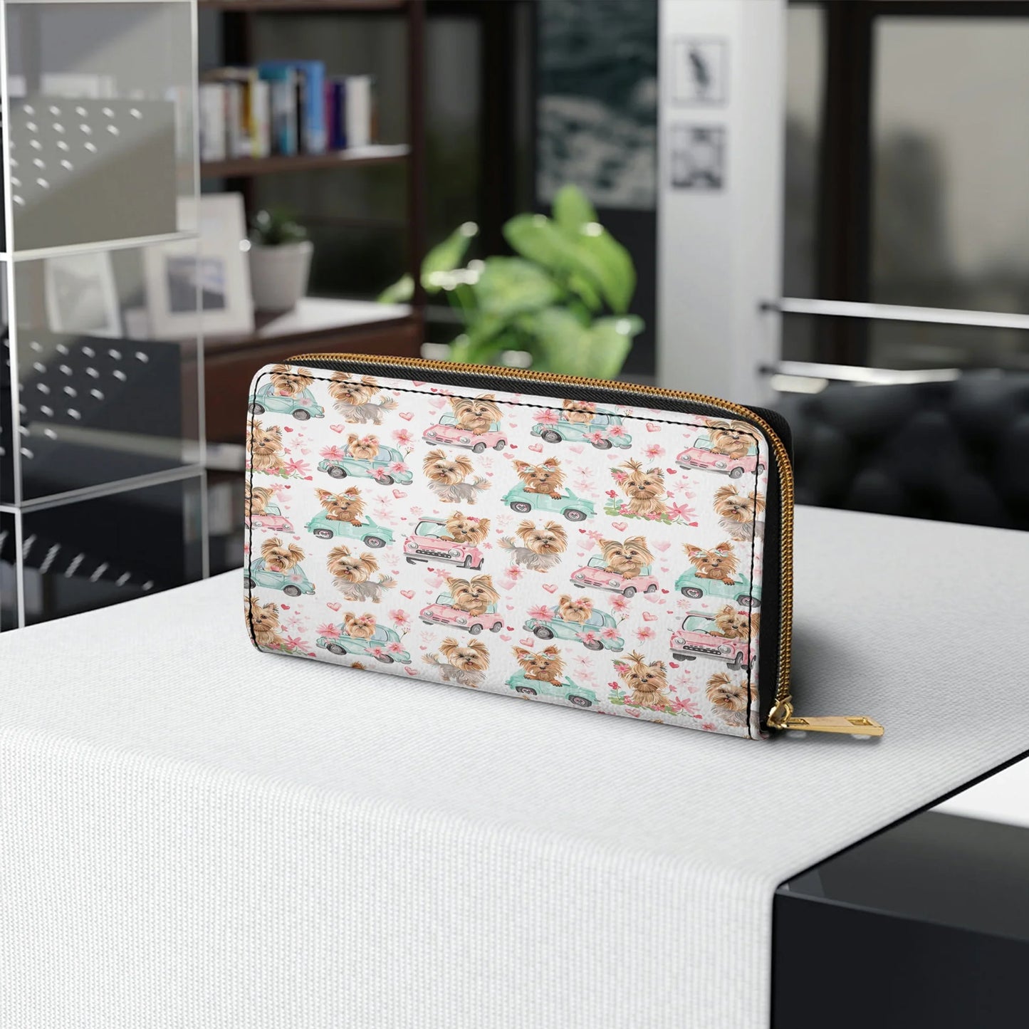  Leather Clutch Purse With Wristlet Strap Handle Yorkie Love