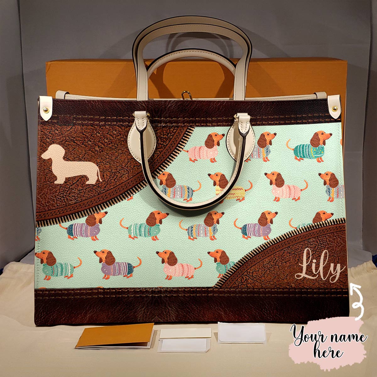  Leather Bag Dog Personalized Leather Bag Dachshund Mom