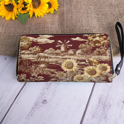  Leather Clutch Purse Texas Sunflower - Heart of the Lone Star Fields