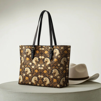  Golden Mane Bloom Leather Tote Bag