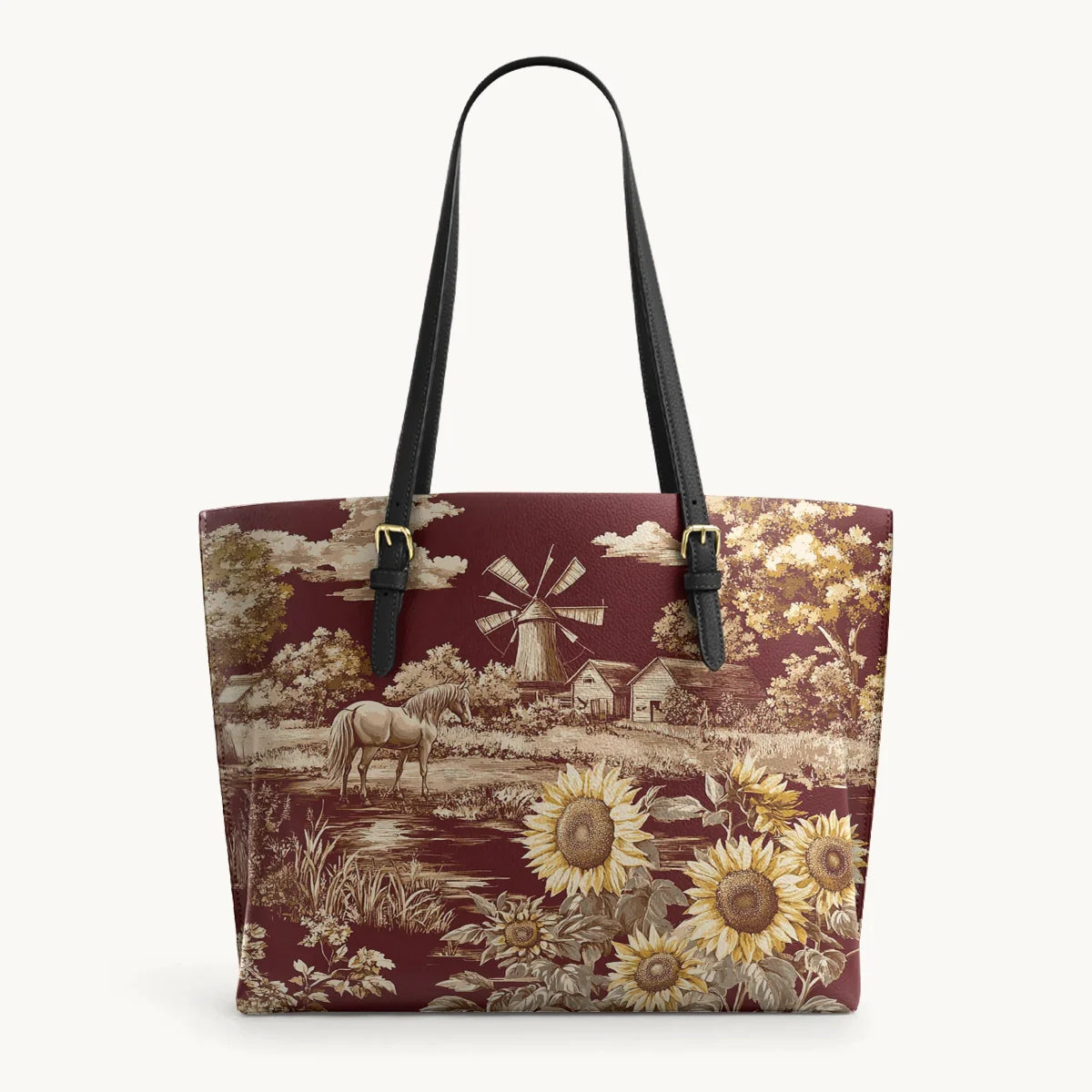  Rustic Bloom Leather Tote Bag
