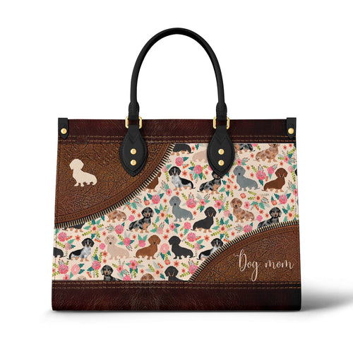  Leather Bag Dog Leather Bag Floral Dachshunds