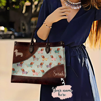  Leather Bag Dog Personalized Leather Bag Dachshund Mom