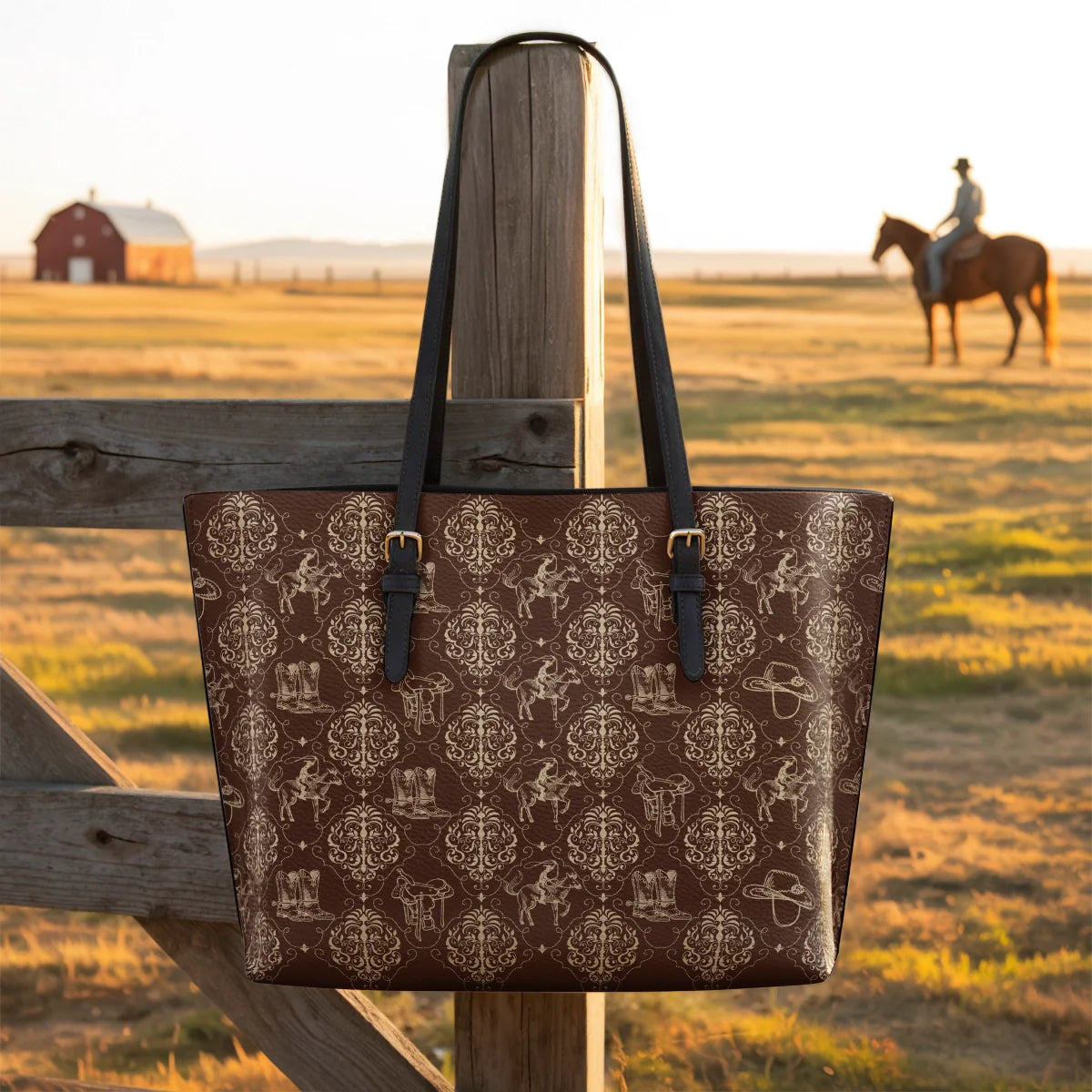  Bronco Baroque Leather Tote Bag