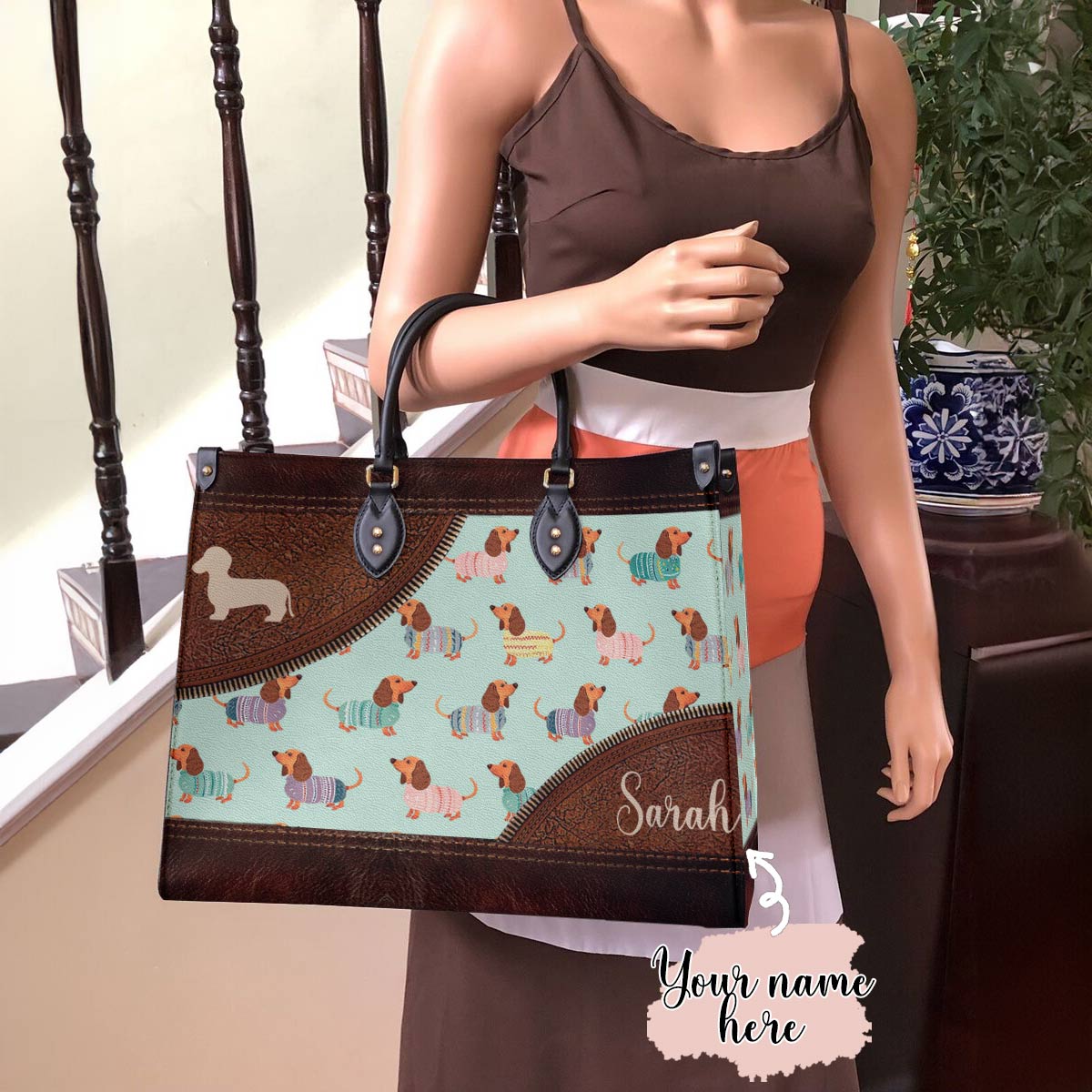  Leather Bag Dog Personalized Leather Bag Dachshund Mom