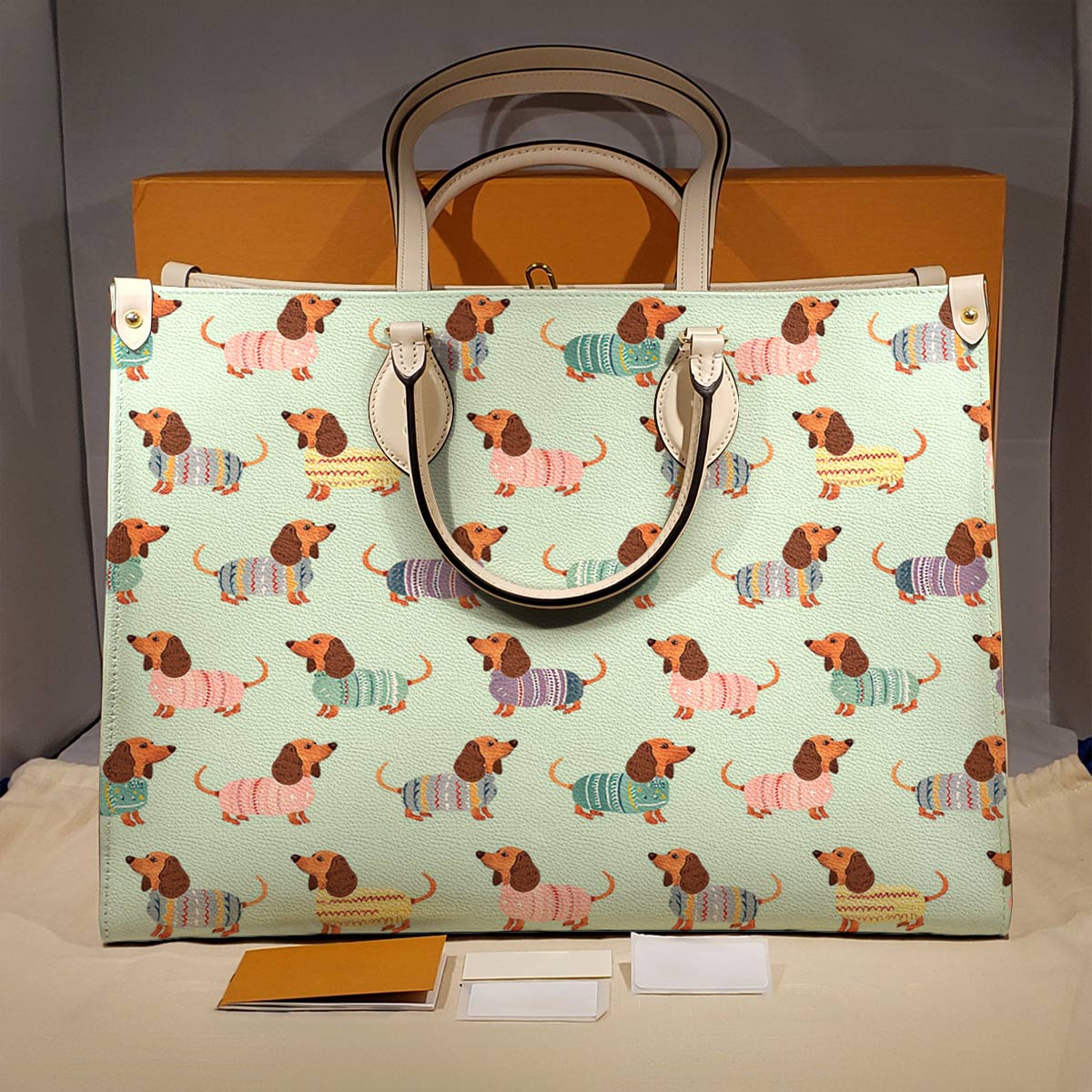  Leather Bag Dog Leather Bag Colorful Dachshunds Ver2