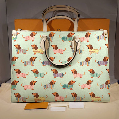  Leather Bag Dog Leather Bag Colorful Dachshunds Ver2