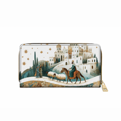  Leather Clutch Purse With Wristlet Strap Handle Starry Bethlehem Journey