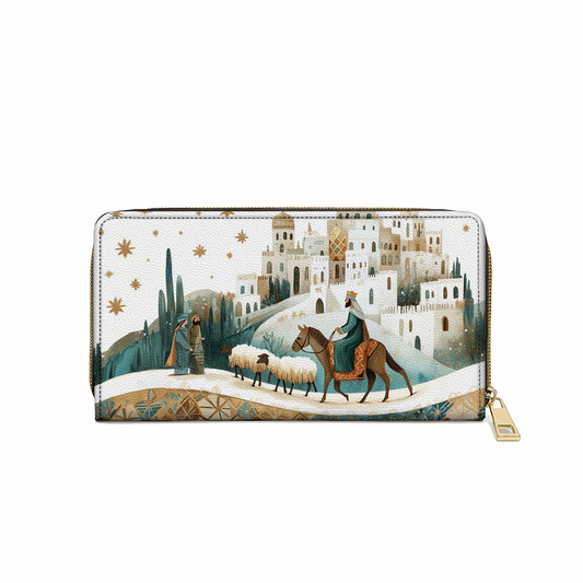  Leather Clutch Purse With Wristlet Strap Handle Starry Bethlehem Journey