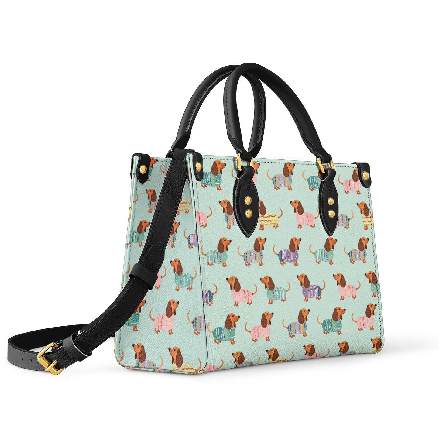  Leather Bag Dog Leather Bag Colorful Dachshunds Ver2