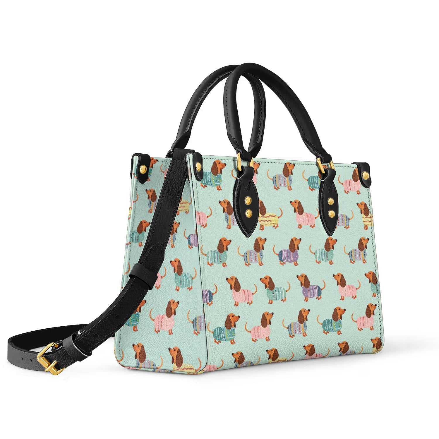 Leather Bag Dog Leather Bag Colorful Dachshunds Ver2