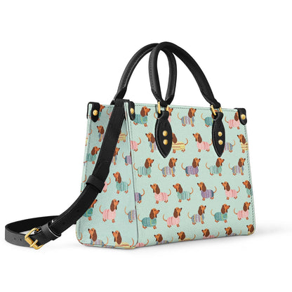  Leather Bag Dog Leather Bag Colorful Dachshunds Ver2