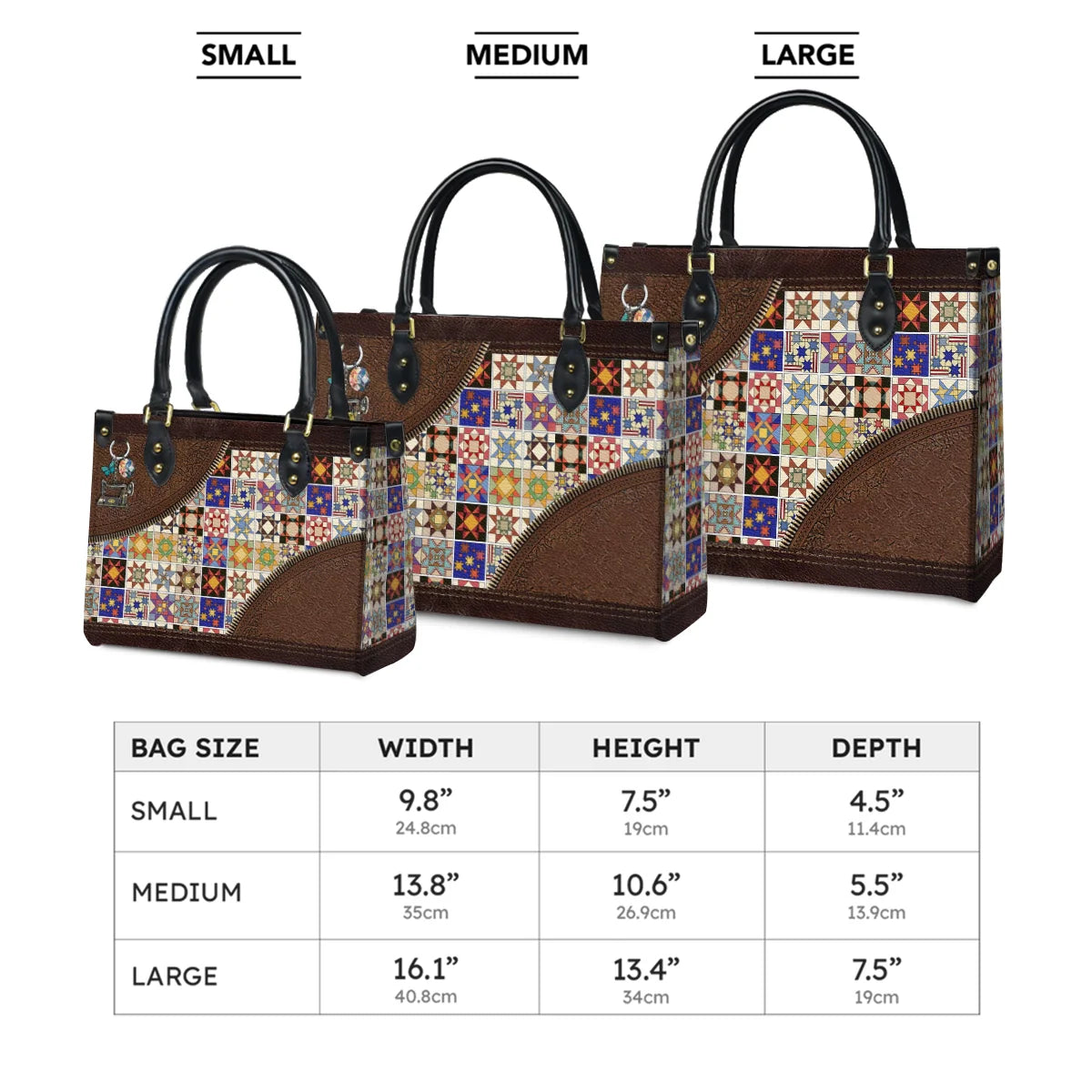  Leather Bag Personalized Colorful Quilt Blocks