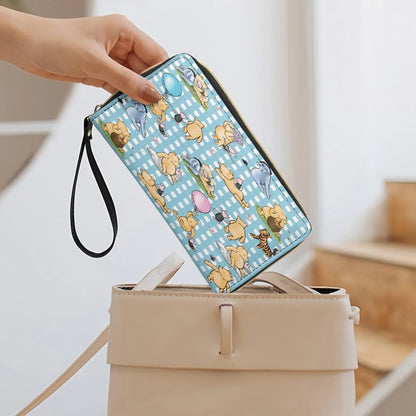  Leather Clutch Purse With Wristlet Strap Handle Winnie the Pooh Picnic