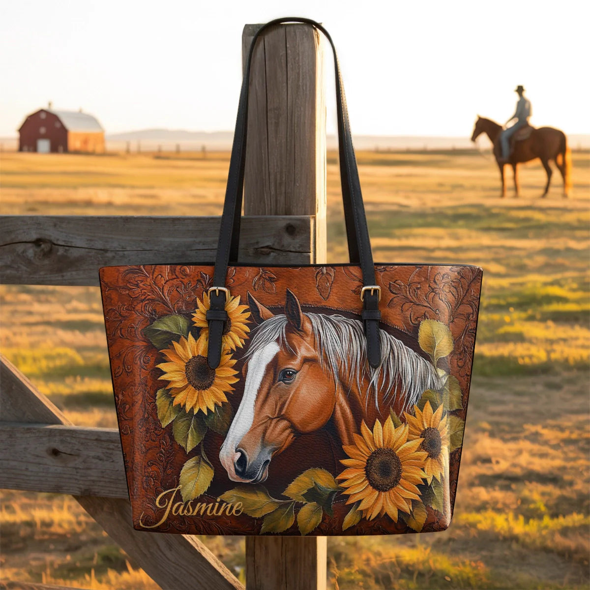  Sunflower Horse Grace Leather Tote Bag