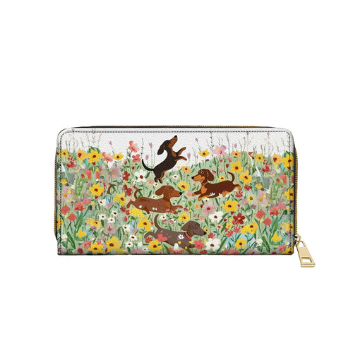  Leather Clutch Purse With Wristlet Strap Handle Traditional Flower Garden