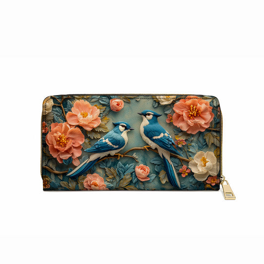  Leather Clutch Purse With Wristlet Strap Handle Bluejay Serenade