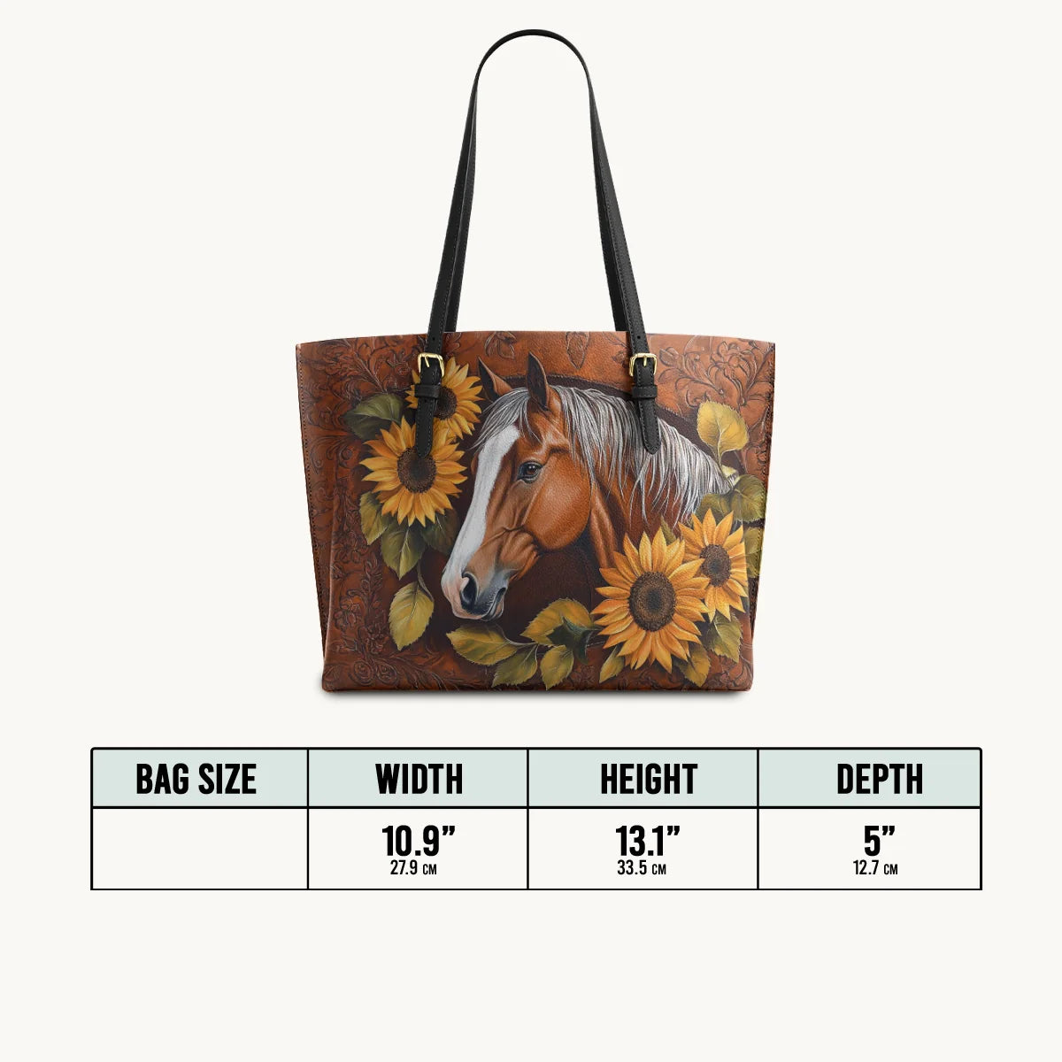  Sunflower Horse Grace Leather Tote Bag