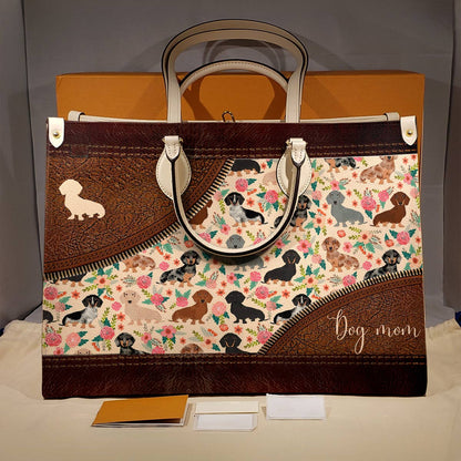  Leather Bag Dog Leather Bag Floral Dachshunds