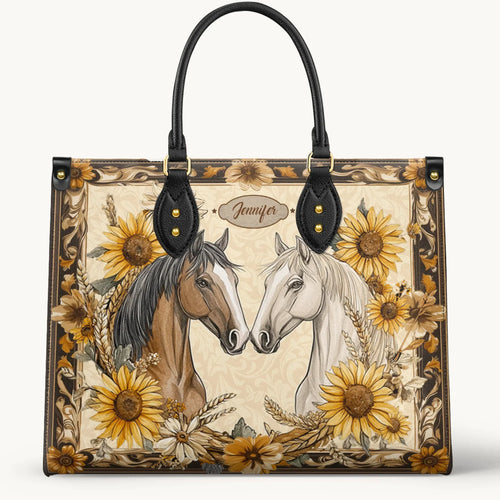  Personalized Golden Horse Harmony Leather Bag