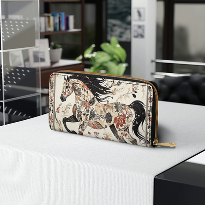  Leather Clutch Purse With Wristlet Strap Handle Galloping Grace