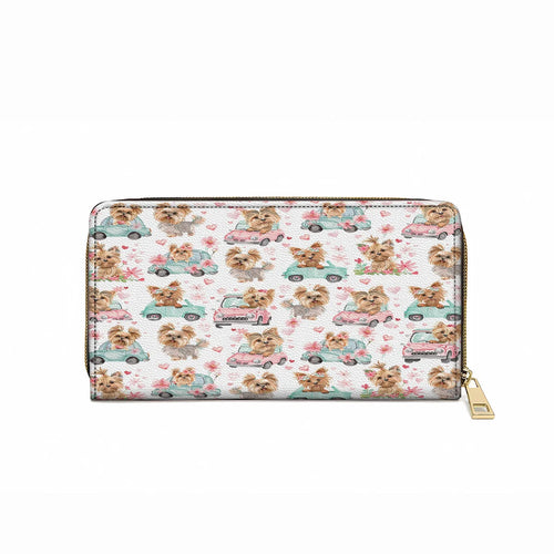  Leather Clutch Purse With Wristlet Strap Handle Yorkie Love