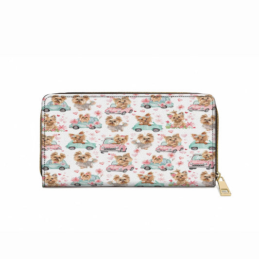  Leather Clutch Purse With Wristlet Strap Handle Yorkie Love