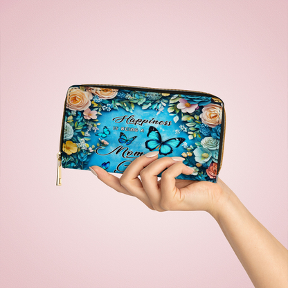  Leather Clutch Purse With Wristlet Strap Handle Wings of Love