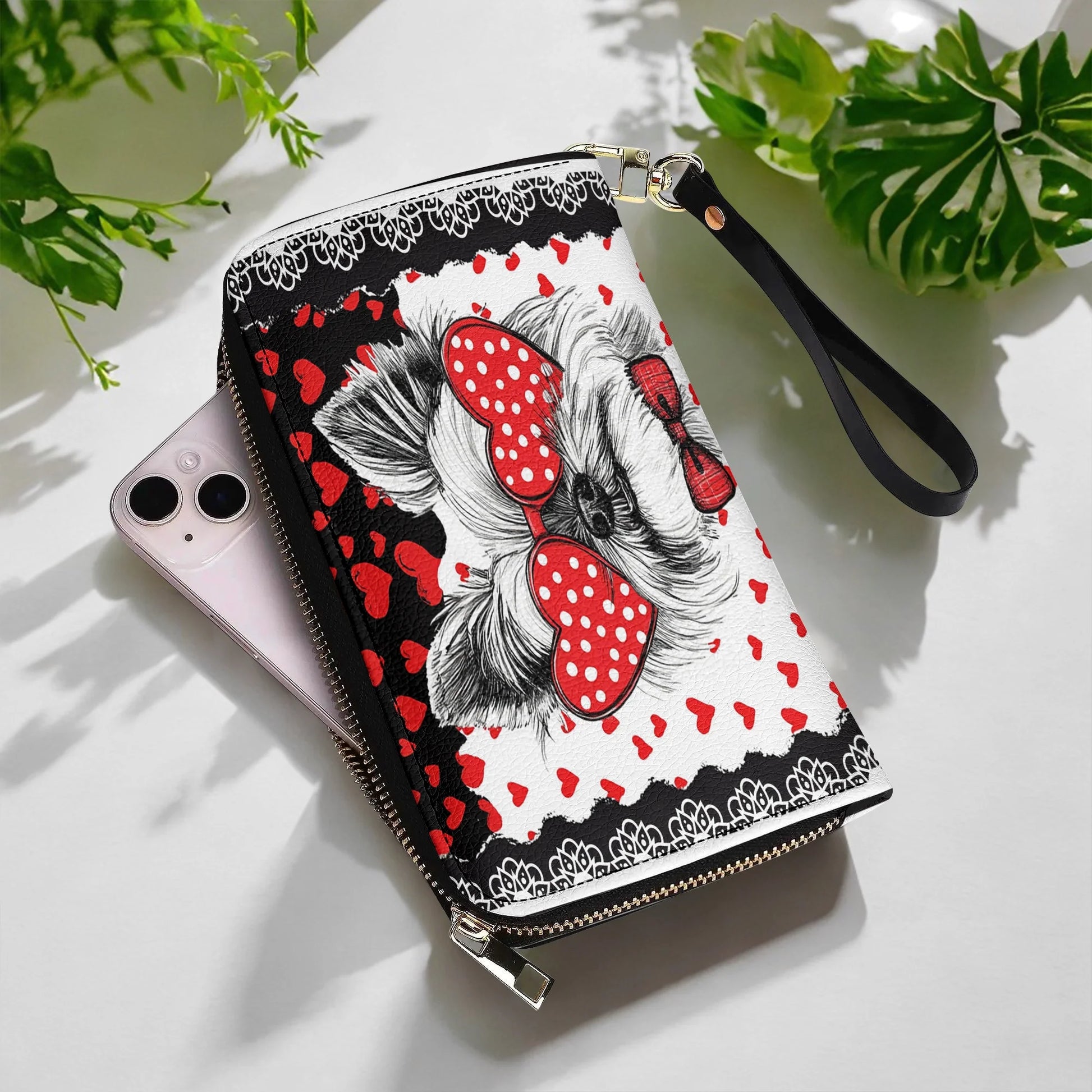  Leather Clutch Purse With Wristlet Strap Handle Yorkshire Love Paws