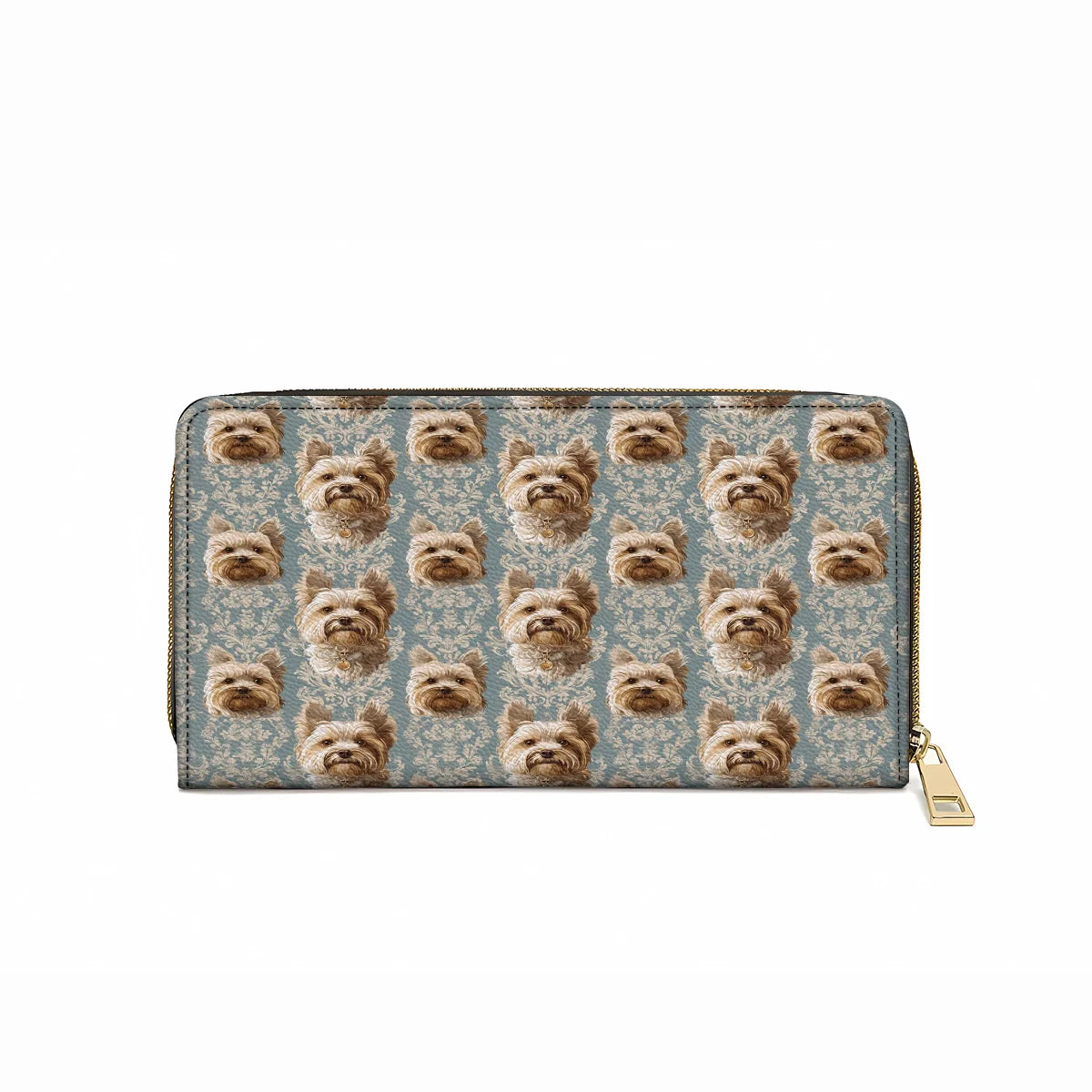 Leather Clutch Purse With Wristlet Strap Handle Yorkie Regal Delight