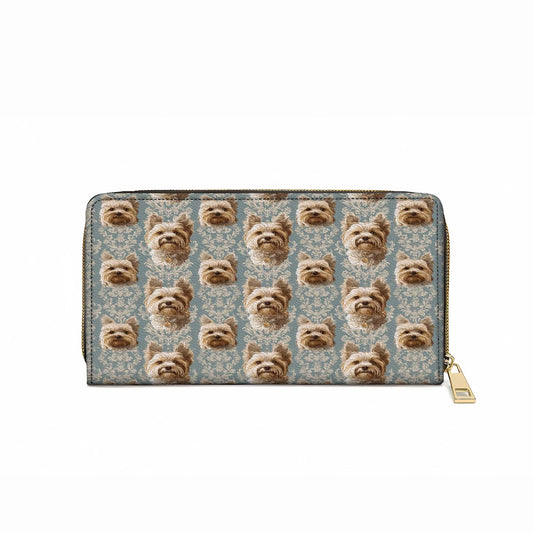  Leather Clutch Purse With Wristlet Strap Handle Yorkie Regal Delight