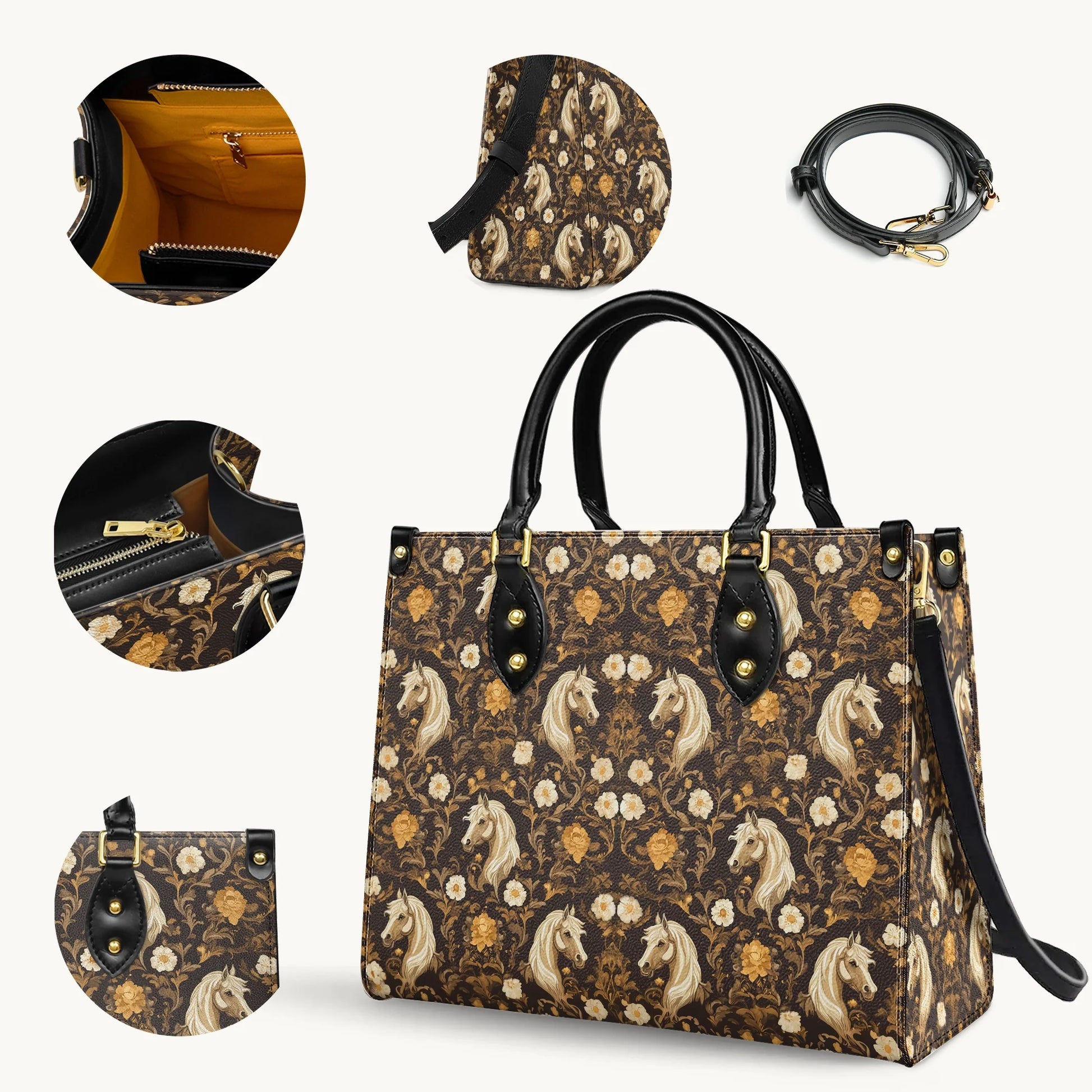  Golden Mane Bloom Leather Bag