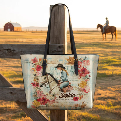  Personalized Wild Grace Leather Tote Bag