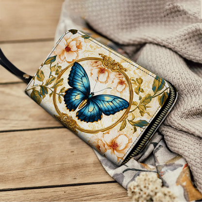  Leather Clutch Purse With Wristlet Strap Handle Regency Blossom Heritage