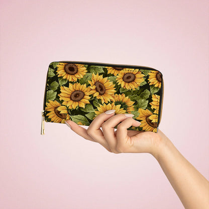  Leather Clutch Purse With Wristlet Strap Handle Sunflower Slumber