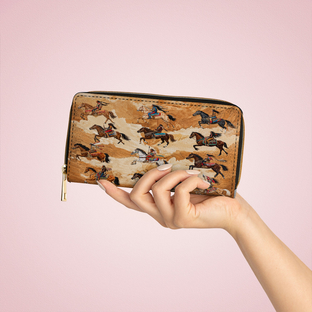  Leather Clutch Purse With Wristlet Strap Handle Leather Bag Wild Spirit Warrior