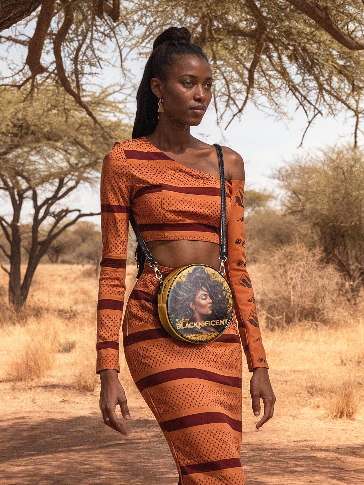 "Blacknificent" Circle Crossbody Bag