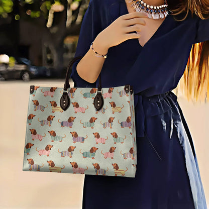  Leather Bag Dog Leather Bag Colorful Dachshunds Ver2